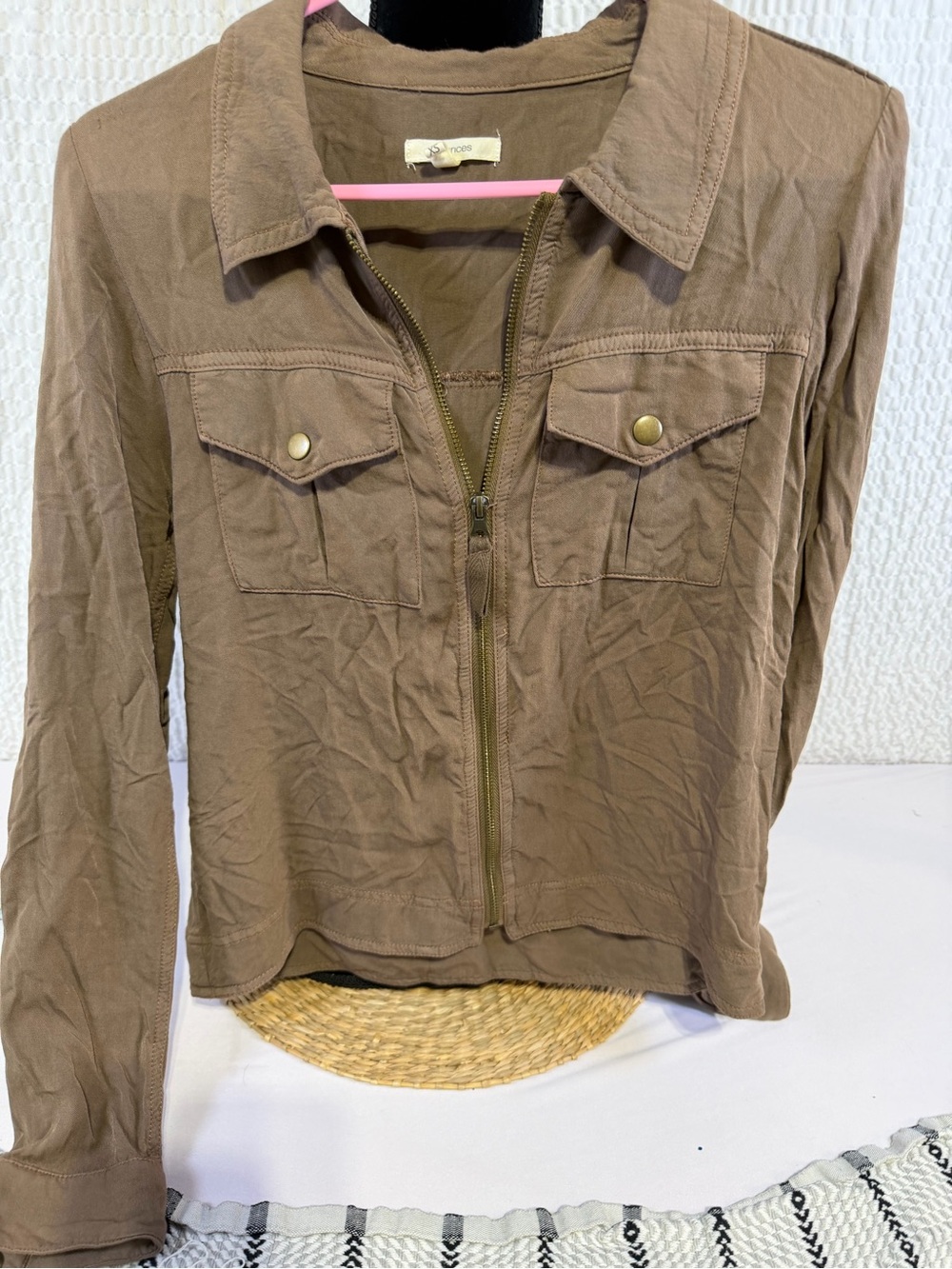 Maurices Taupe Utility Zip-Front Jacket